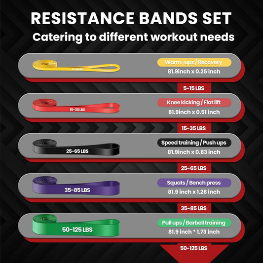 Resistance Bands Set, Exercise Band with Door Anchor for Men & Women
