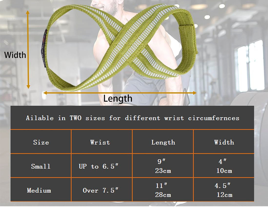 Neoprene Cotton Figure 8 Straps for Deadlift, Green, Quick Setup & Easy Use, Ideal for All Lifting Exercises, Ergonomic & Comfortable, One Year Warranty