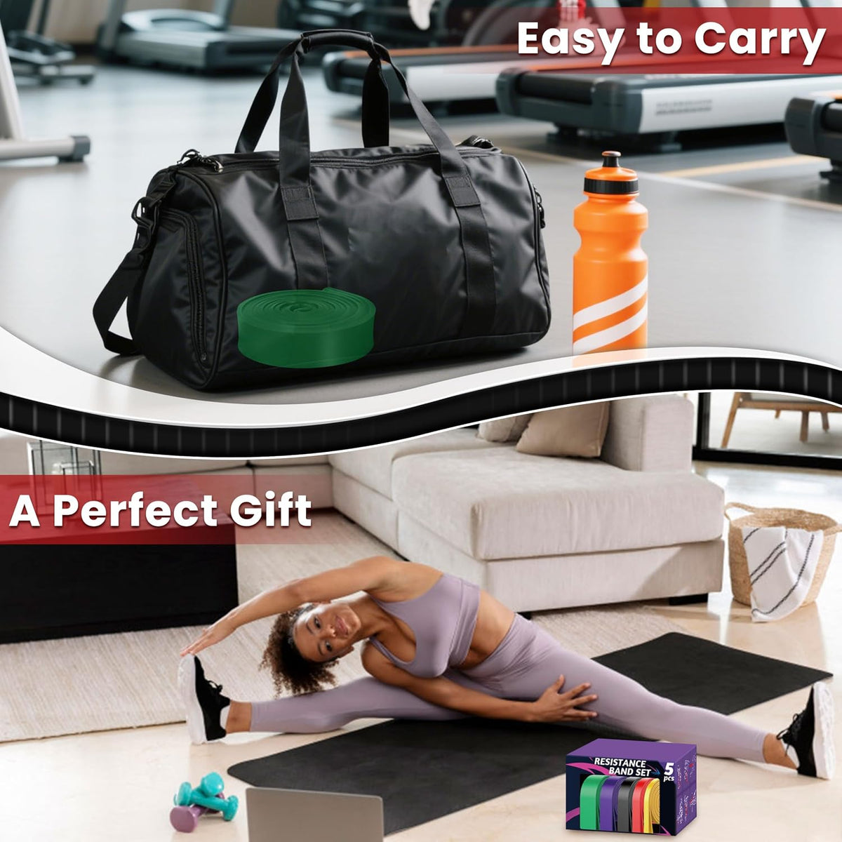 Resistance Bands Set, Exercise Band with Door Anchor for Men & Women