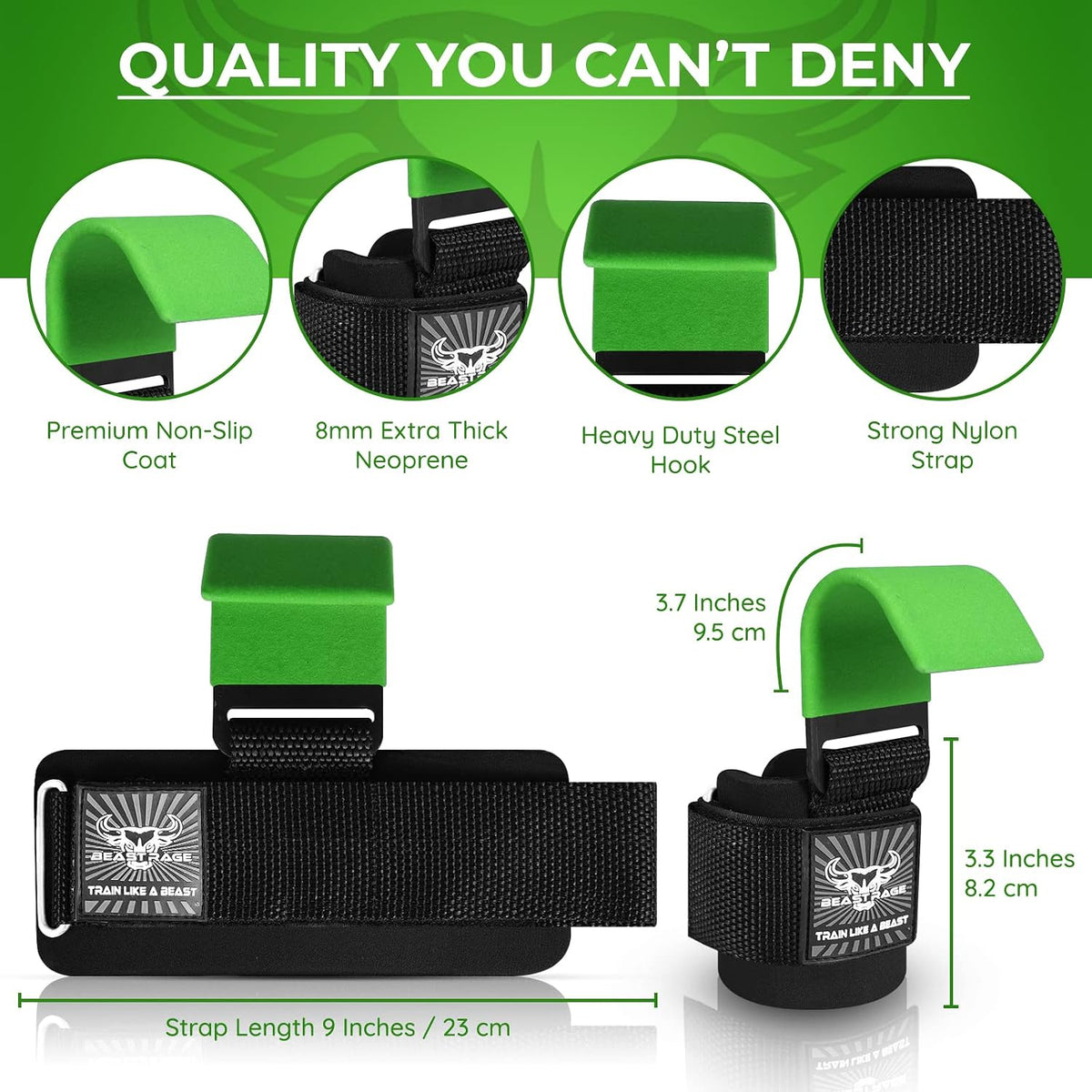 Weight Lifting Hooks Wrist Straps Thick Neoprene Padded Rubber Coated Fitness Wraps Non Slip Pull up Deadlift Grips Training Exercise Gym Workout Men Women