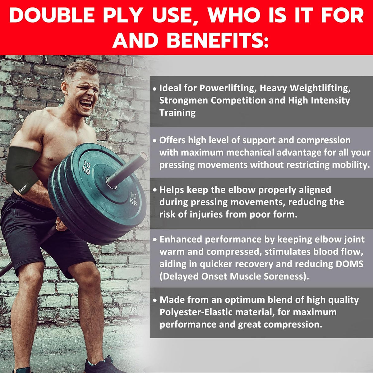 Elbow Sleeves for Weight Lifting IPL USPA Gym Support Training Pair