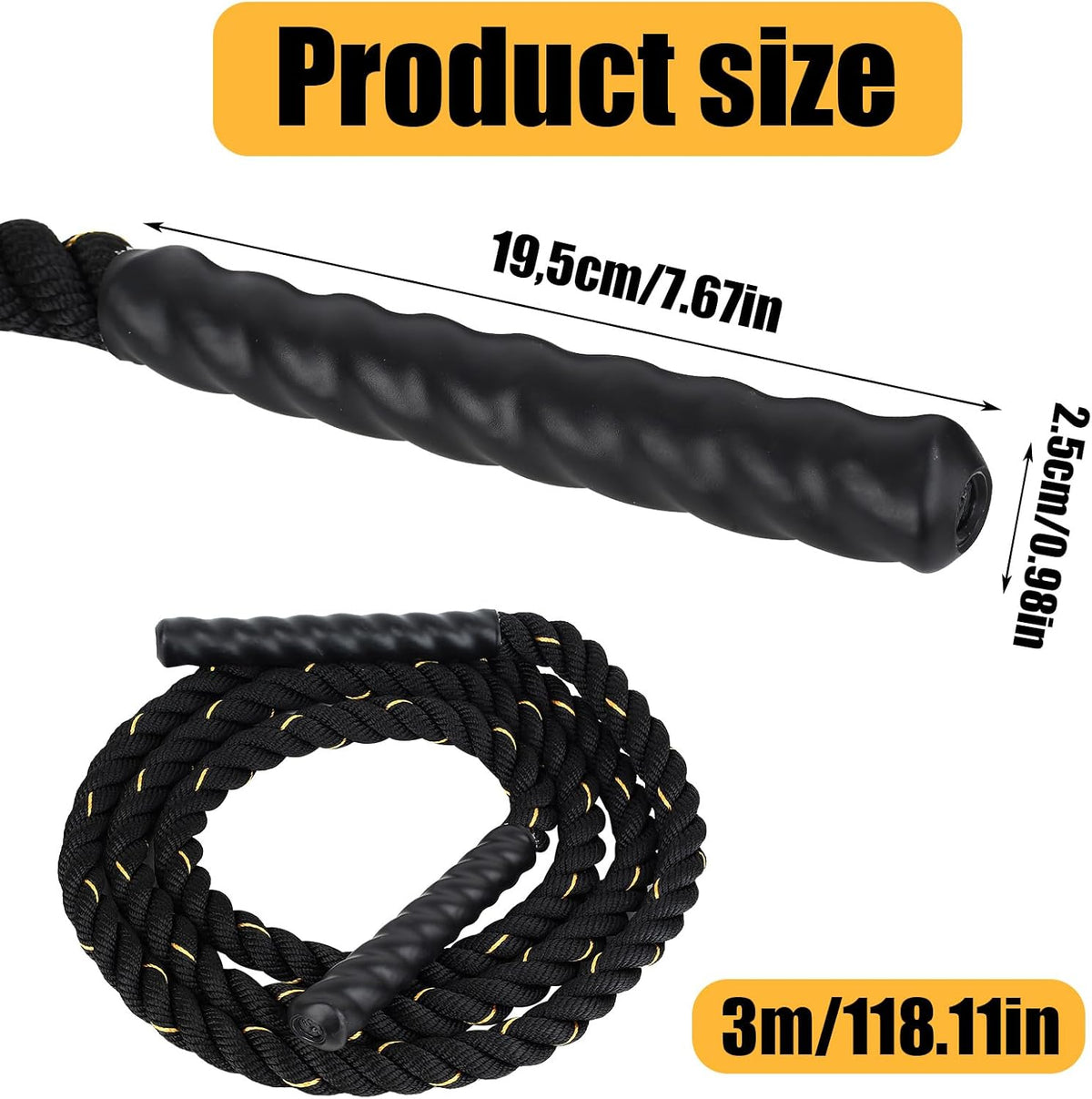 Weighted Jump Rope for Adults, 3M Heavy Fitness Skipping Rope for Workout