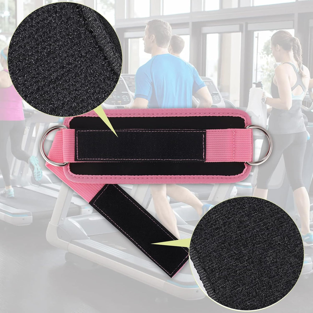 2Pcs Adjustable Ankle Straps for Cable Machine, Comfortable Gym Ankle Strap, Double D-Ring Ankle Cuff Straps, Padded Fitness Leg Exercise Attachment for Ankle Cuff