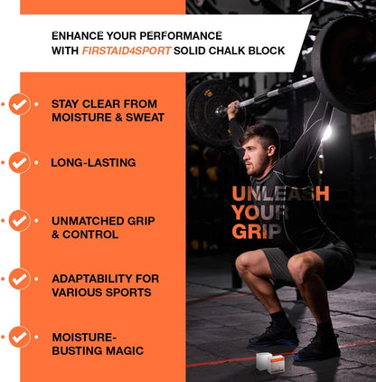 Professional 2Oz White Chalk Block for Enhanced Grip - Moisture-Absorbing Magnesium Carbonate for Climbing, Weightlifting & Gymnastics - Reduces Hand Friction & Improves Performance