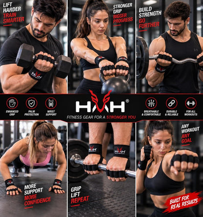 Gym Gloves Weight Lifting Gloves Wrist Support Adjustable Straps for Men Women anti Slink Padded Gloves Extra Grip Palm Protection Breathable Lifting Exercise Workout