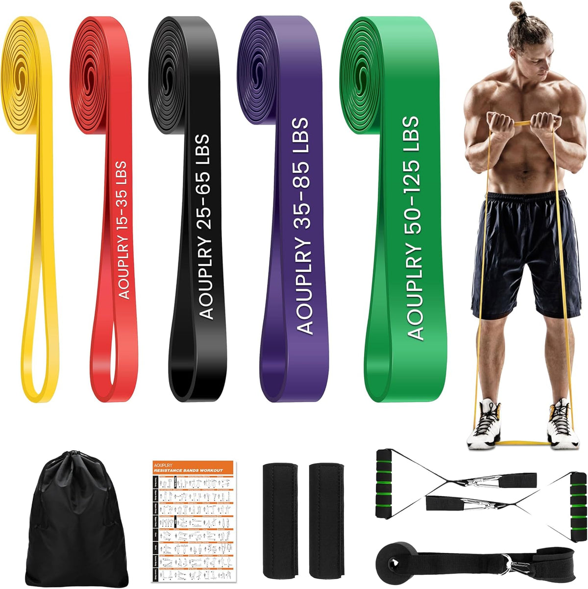 Resistance Bands Set, Exercise Band with Door Anchor for Men & Women