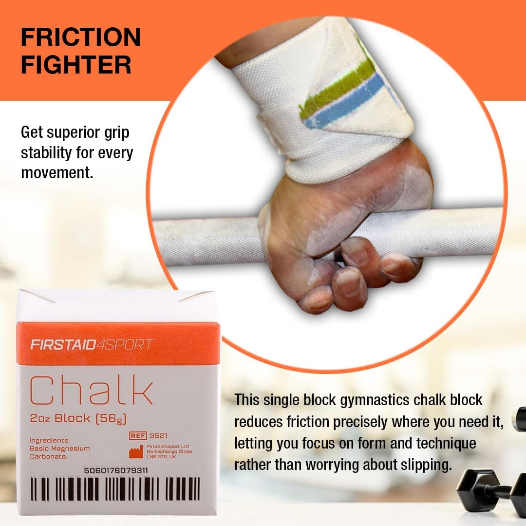Professional 2Oz White Chalk Block for Enhanced Grip - Moisture-Absorbing Magnesium Carbonate for Climbing, Weightlifting & Gymnastics - Reduces Hand Friction & Improves Performance
