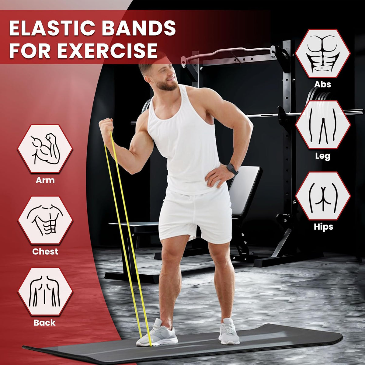 Resistance Bands Set, Exercise Band with Door Anchor for Men & Women
