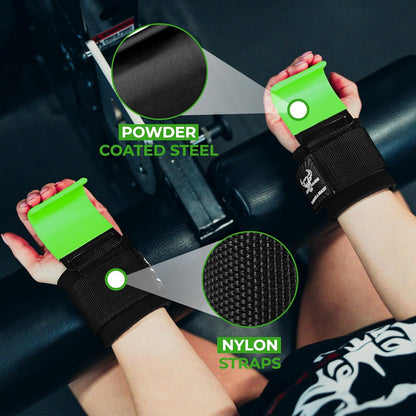 Weight Lifting Hooks Wrist Straps Thick Neoprene Padded Rubber Coated Fitness Wraps Non Slip Pull up Deadlift Grips Training Exercise Gym Workout Men Women