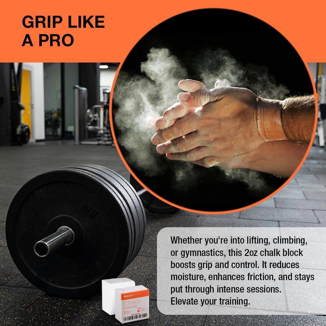 Professional 2Oz White Chalk Block for Enhanced Grip - Moisture-Absorbing Magnesium Carbonate for Climbing, Weightlifting & Gymnastics - Reduces Hand Friction & Improves Performance