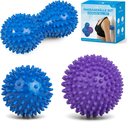 Spiky Massage Balls, 3 Pack Hard Spiky Massage Ball Set, Spiky Ball, Peanut Massage Ball for Plantar Fasciitis, Trigger Point, Deep Tissue, Myofascial Release & Muscle Tension