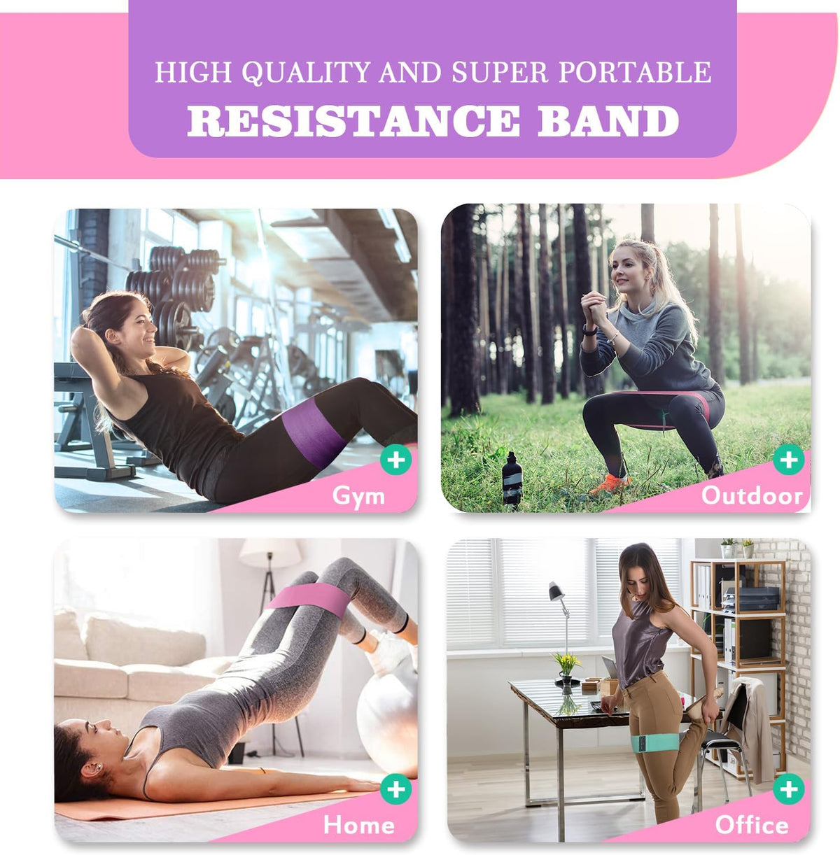 Fabric Resistance Bands for Working Out, 5 Levels Booty Bands for Women Men, Cloth Workout Bands Resistance Loop Exercise Bands for Legs