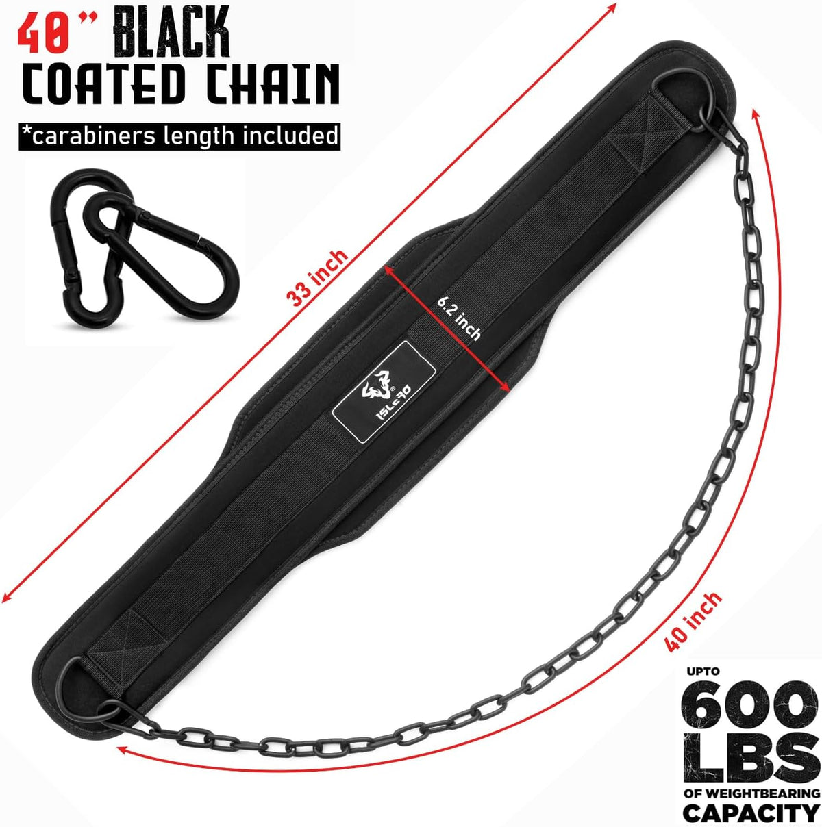 Dip Belt Weight Lifting Belt with 36 Inch Heavy Duty Steel Chain Lifting Belt for Men Women Powerlifting Weightlifting Workout Dipping Belt Chin Pull Ups Gym Training Deadlift Squat Neoprene