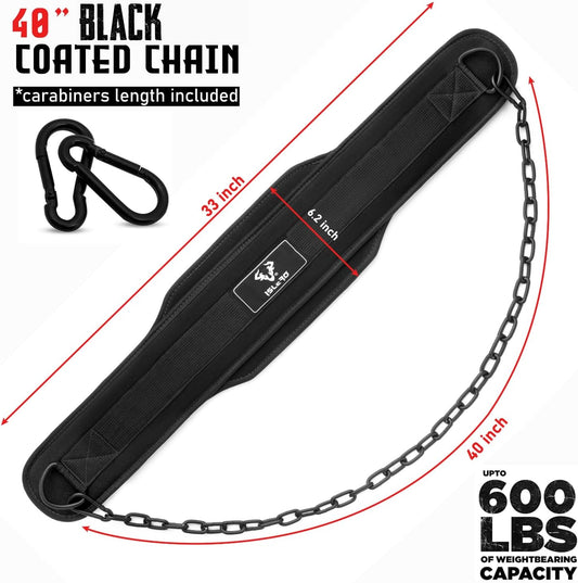 Dip Belt Weight Lifting Belt with 36 Inch Heavy Duty Steel Chain Lifting Belt for Men Women Powerlifting Weightlifting Workout Dipping Belt Chin Pull Ups Gym Training Deadlift Squat Neoprene