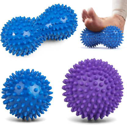 Spiky Massage Balls, 3 Pack Hard Spiky Massage Ball Set, Spiky Ball, Peanut Massage Ball for Plantar Fasciitis, Trigger Point, Deep Tissue, Myofascial Release & Muscle Tension