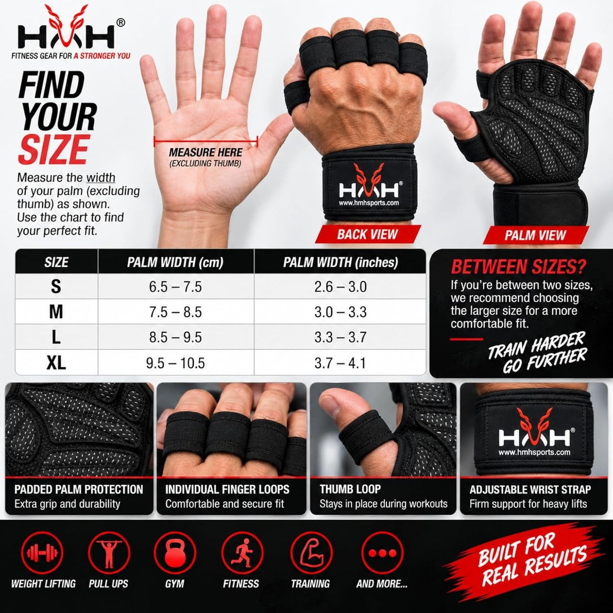 Gym Gloves Weight Lifting Gloves Wrist Support Adjustable Straps for Men Women anti Slink Padded Gloves Extra Grip Palm Protection Breathable Lifting Exercise Workout
