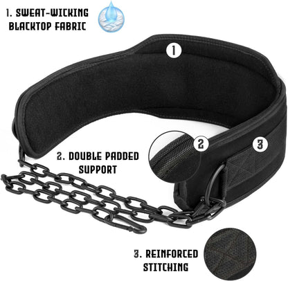 Dip Belt Weight Lifting Belt with 36 Inch Heavy Duty Steel Chain Lifting Belt for Men Women Powerlifting Weightlifting Workout Dipping Belt Chin Pull Ups Gym Training Deadlift Squat Neoprene