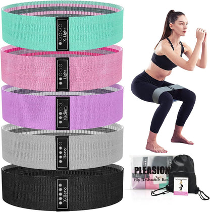 Fabric Resistance Bands for Working Out, 5 Levels Booty Bands for Women Men, Cloth Workout Bands Resistance Loop Exercise Bands for Legs