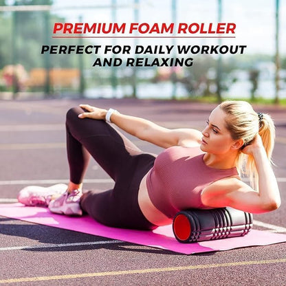 Gelnest 5 in 1 Foam Roller Set with Resistance Bands, Massage Balls & Carry Bag, High Density Deep Tissue Foam Roller for Muscle Recovery, Physio, Pilates, Yoga, Back, Legs & Full Body Massage