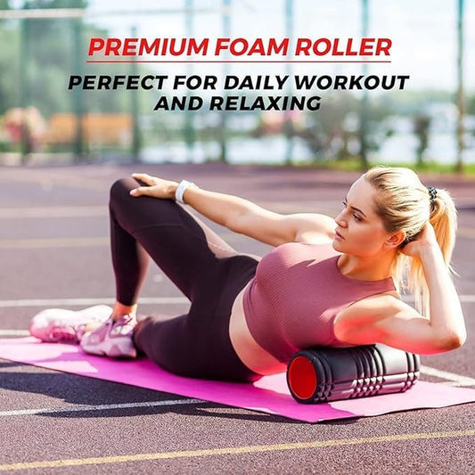 Gelnest 5 in 1 Foam Roller Set with Resistance Bands, Massage Balls & Carry Bag, High Density Deep Tissue Foam Roller for Muscle Recovery, Physio, Pilates, Yoga, Back, Legs & Full Body Massage