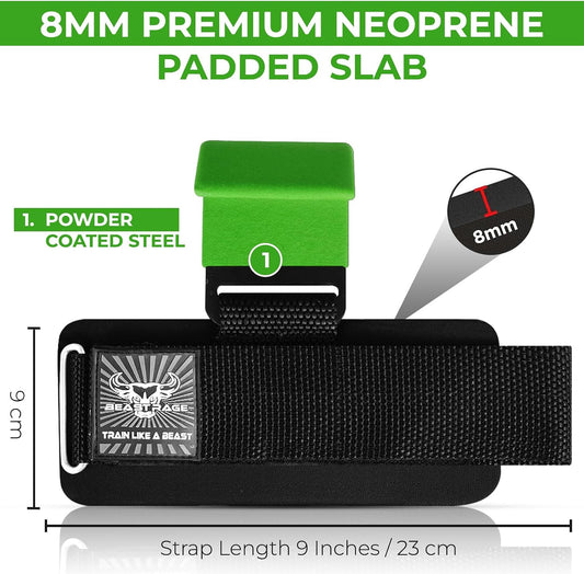 Weight Lifting Hooks Wrist Straps Thick Neoprene Padded Rubber Coated Fitness Wraps Non Slip Pull up Deadlift Grips Training Exercise Gym Workout Men Women