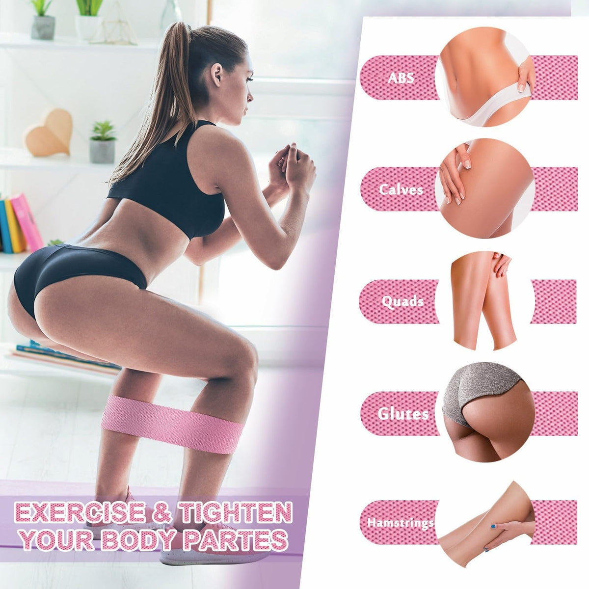 Fabric Resistance Bands for Working Out, 5 Levels Booty Bands for Women Men, Cloth Workout Bands Resistance Loop Exercise Bands for Legs