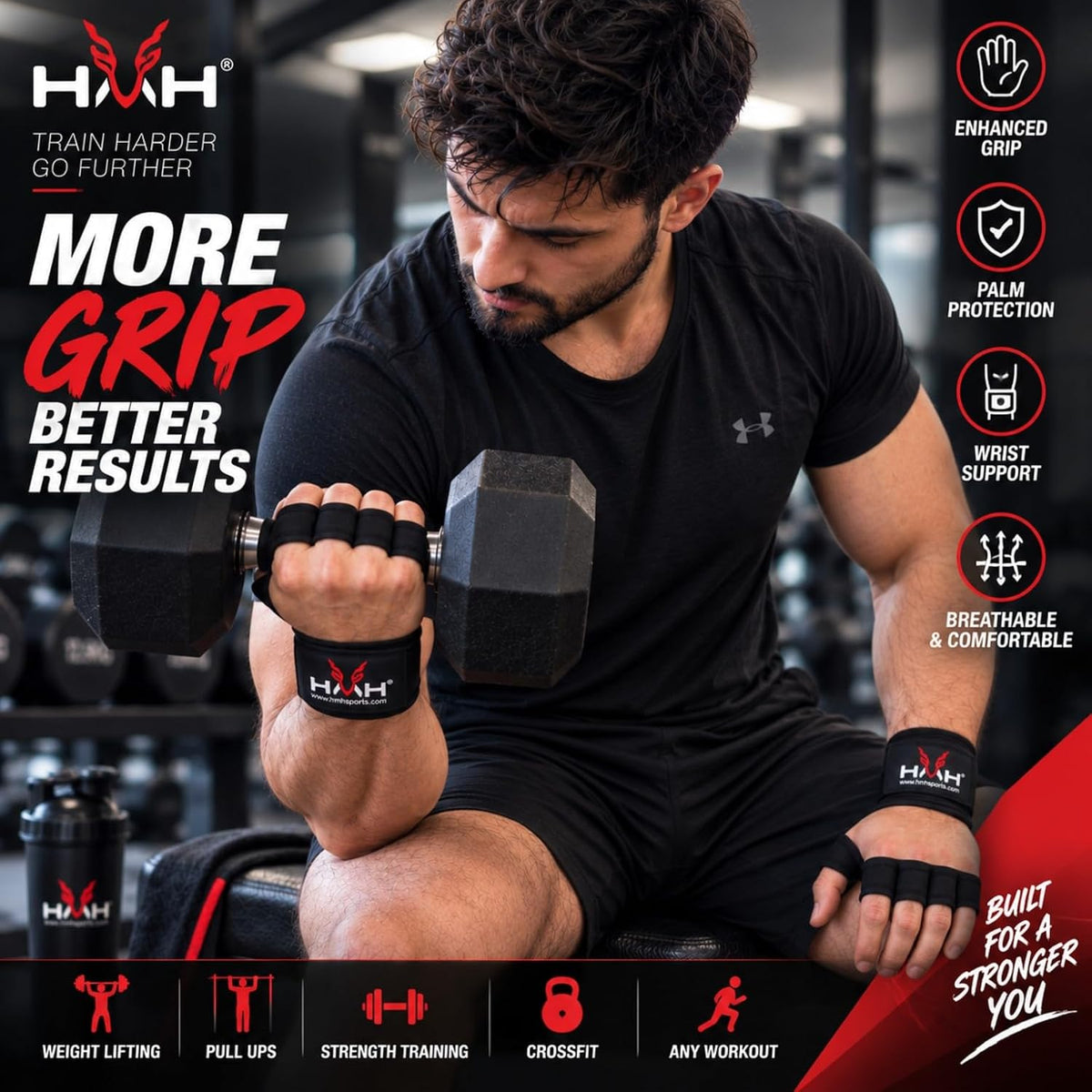 Gym Gloves Weight Lifting Gloves Wrist Support Adjustable Straps for Men Women anti Slink Padded Gloves Extra Grip Palm Protection Breathable Lifting Exercise Workout