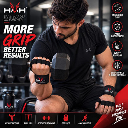 Gym Gloves Weight Lifting Gloves Wrist Support Adjustable Straps for Men Women anti Slink Padded Gloves Extra Grip Palm Protection Breathable Lifting Exercise Workout