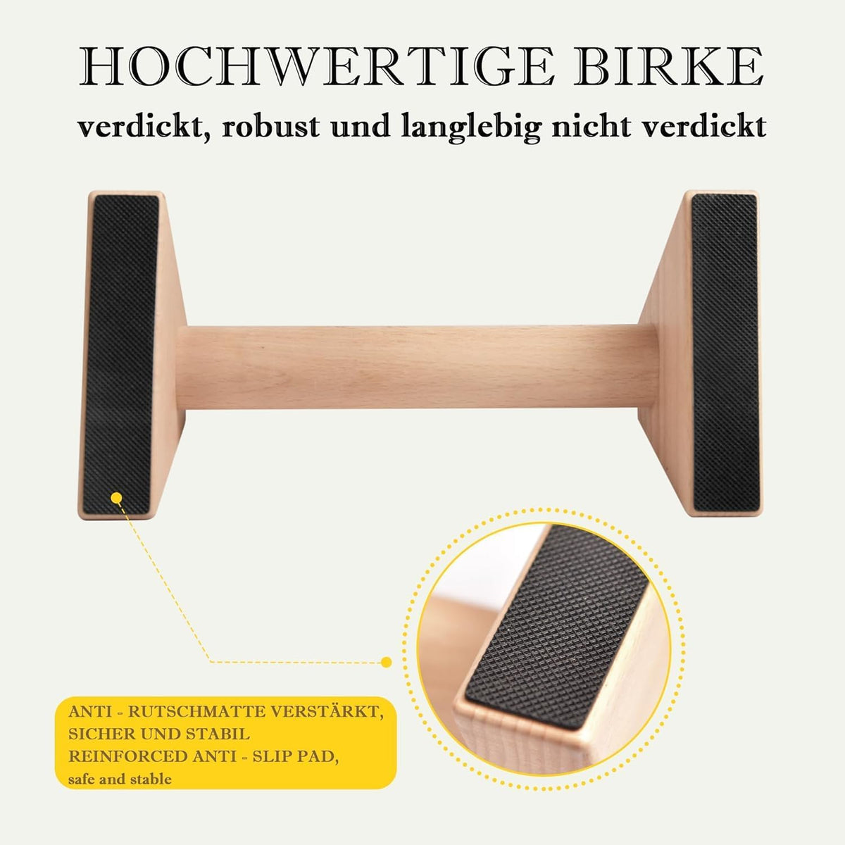 Wooden Parallettes Bars, Solid Push-Up Bars, Non-Slip Footed Handstand Bars, Calisthenics Equipment for Fitness, Gymnastics & Strength Training (Wrist Wraps Included)