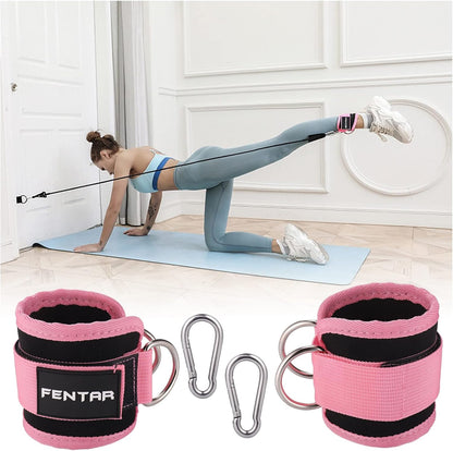 2Pcs Adjustable Ankle Straps for Cable Machine, Comfortable Gym Ankle Strap, Double D-Ring Ankle Cuff Straps, Padded Fitness Leg Exercise Attachment for Ankle Cuff