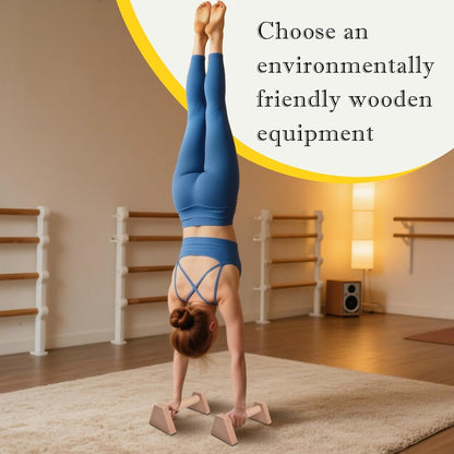 Wooden Parallettes Bars, Solid Push-Up Bars, Non-Slip Footed Handstand Bars, Calisthenics Equipment for Fitness, Gymnastics & Strength Training (Wrist Wraps Included)